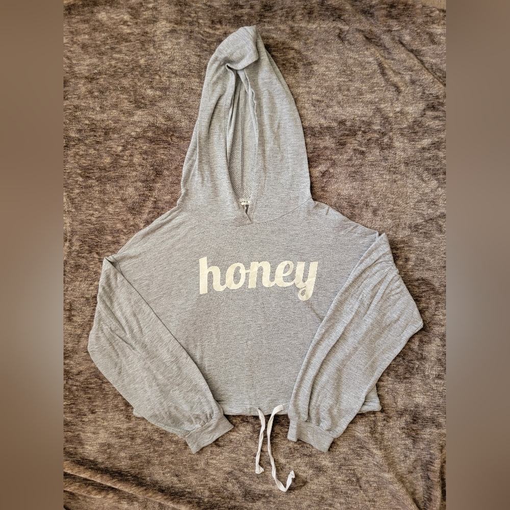 Gray Cropped Hoodie